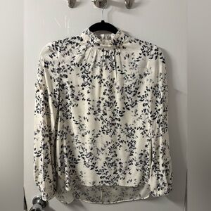 Chic Women's Blouse with Black Floral Design